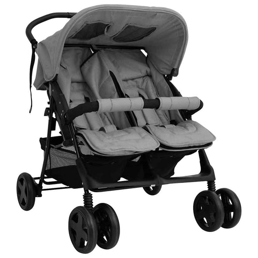 Twin Stroller Light Grey Steel