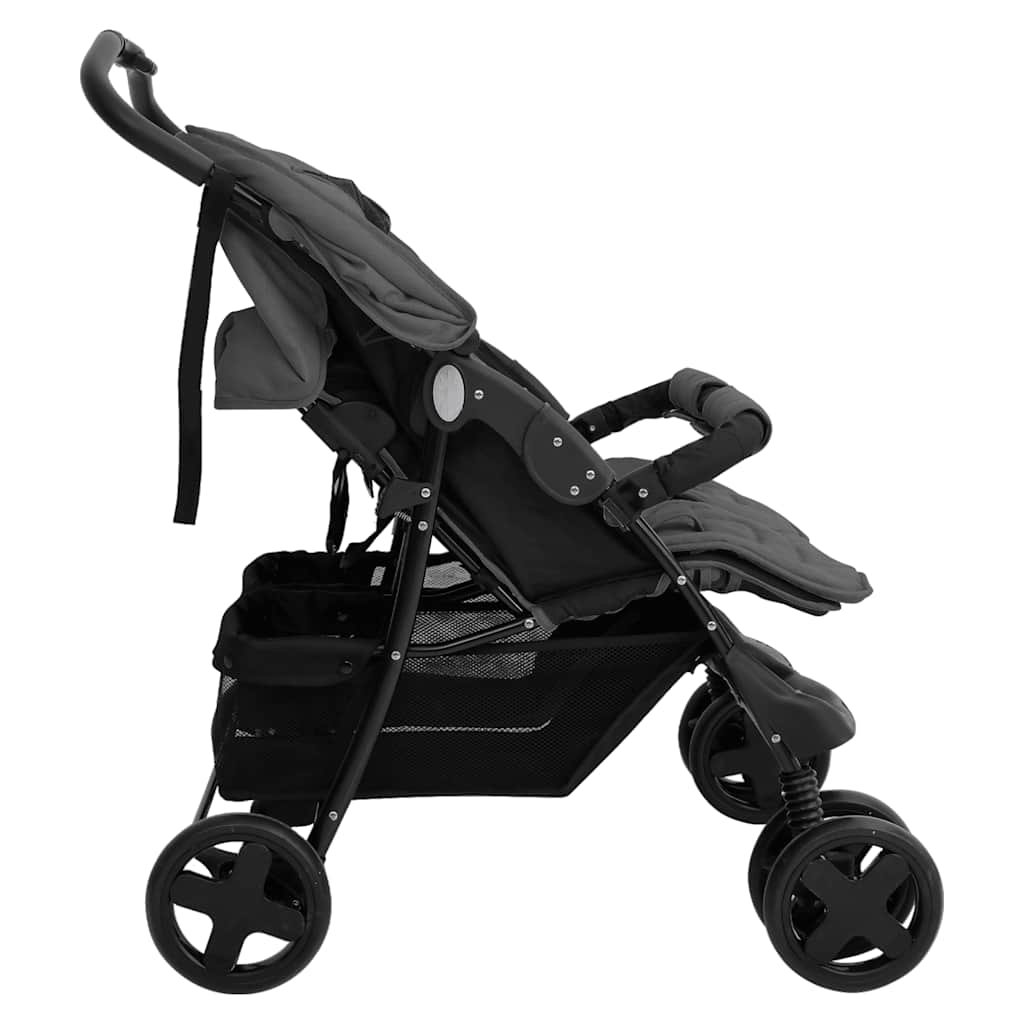 Poussette double Gris foncé Acier