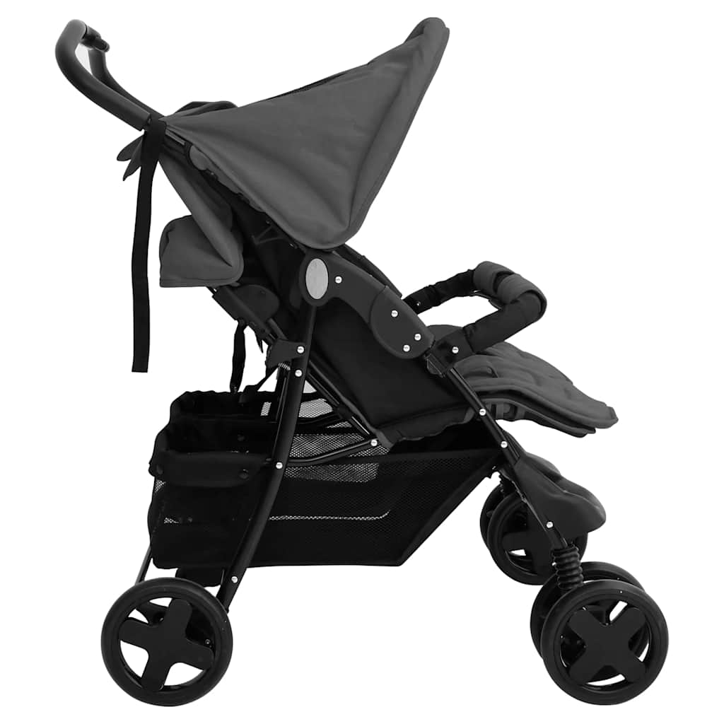 Poussette double Gris foncé Acier