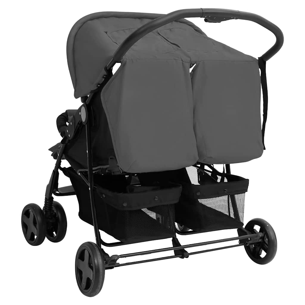 Poussette double Gris foncé Acier
