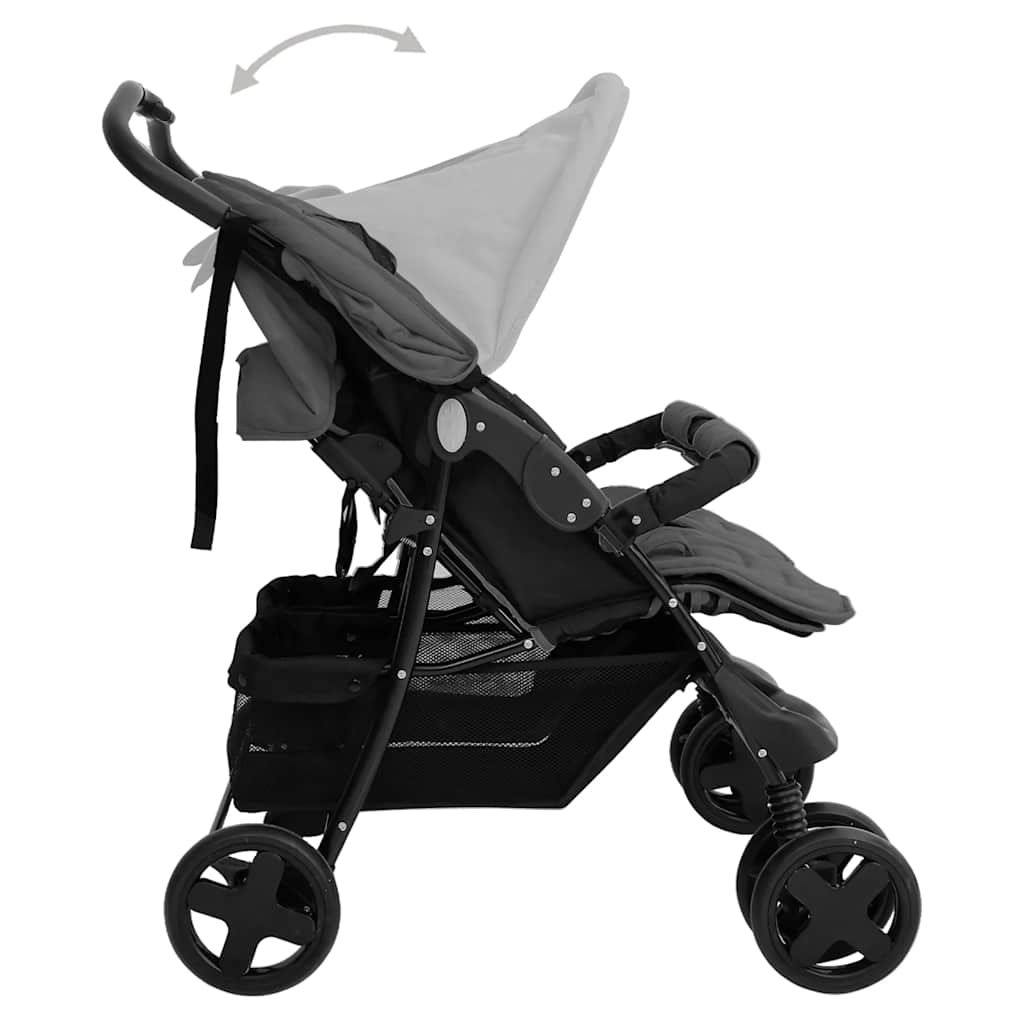 Poussette double Gris foncé Acier