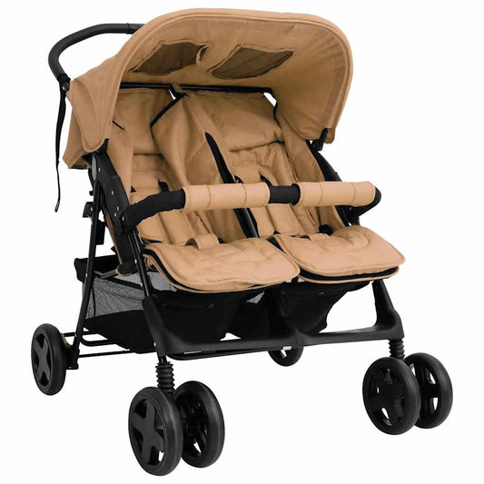 Twin Stroller Taupe Steel