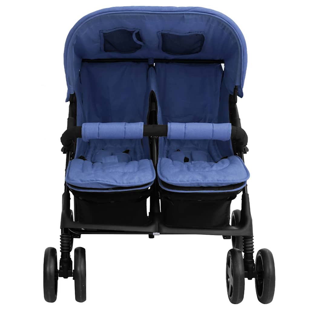 Poussette double bleu marine acier