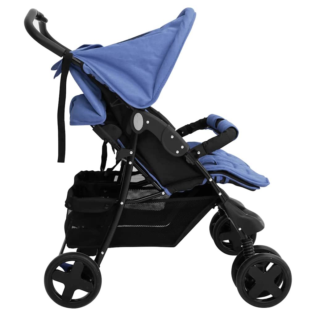 Poussette double bleu marine acier