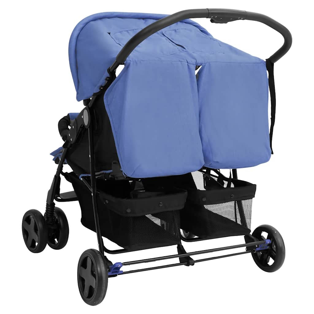 Poussette double bleu marine acier