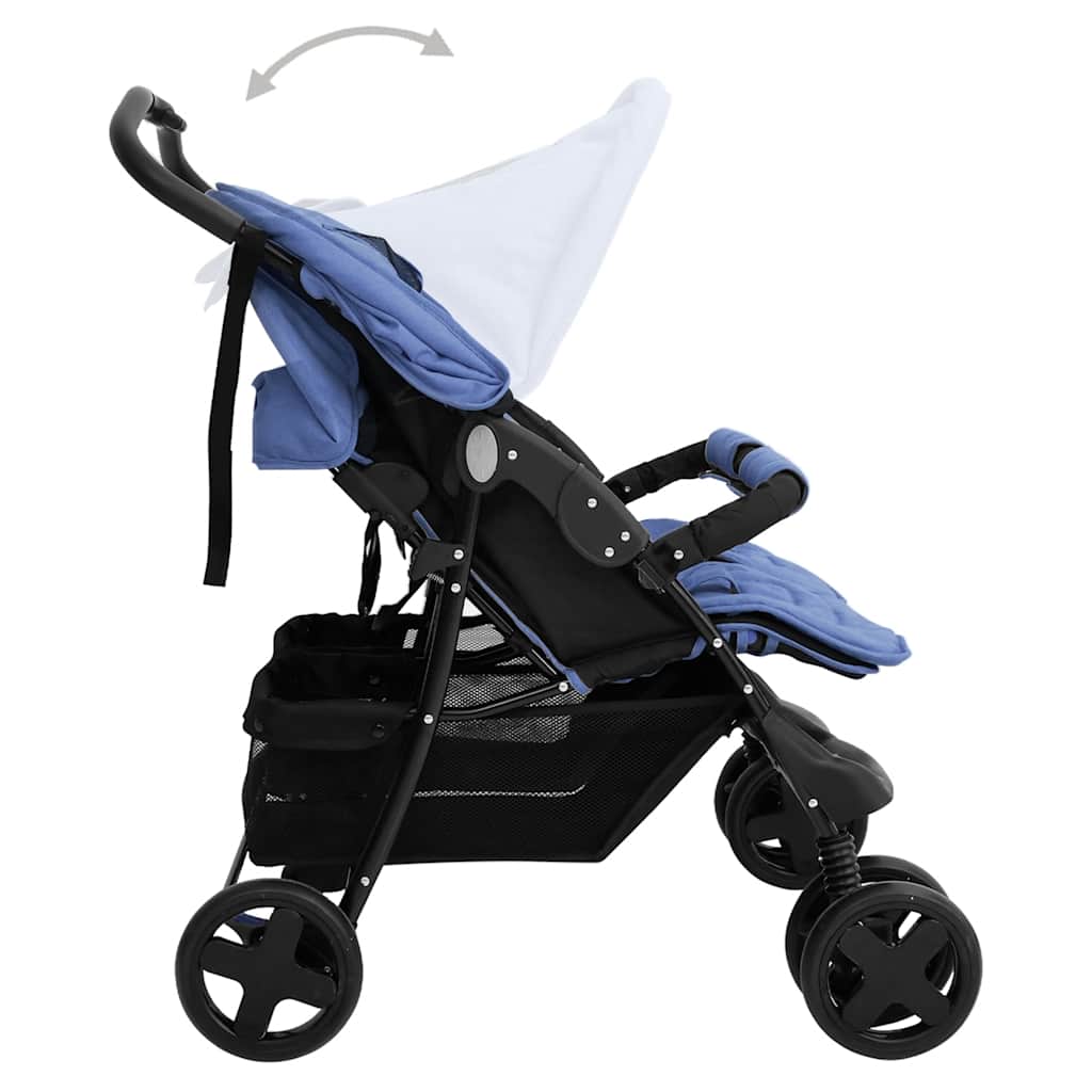 Poussette double bleu marine acier