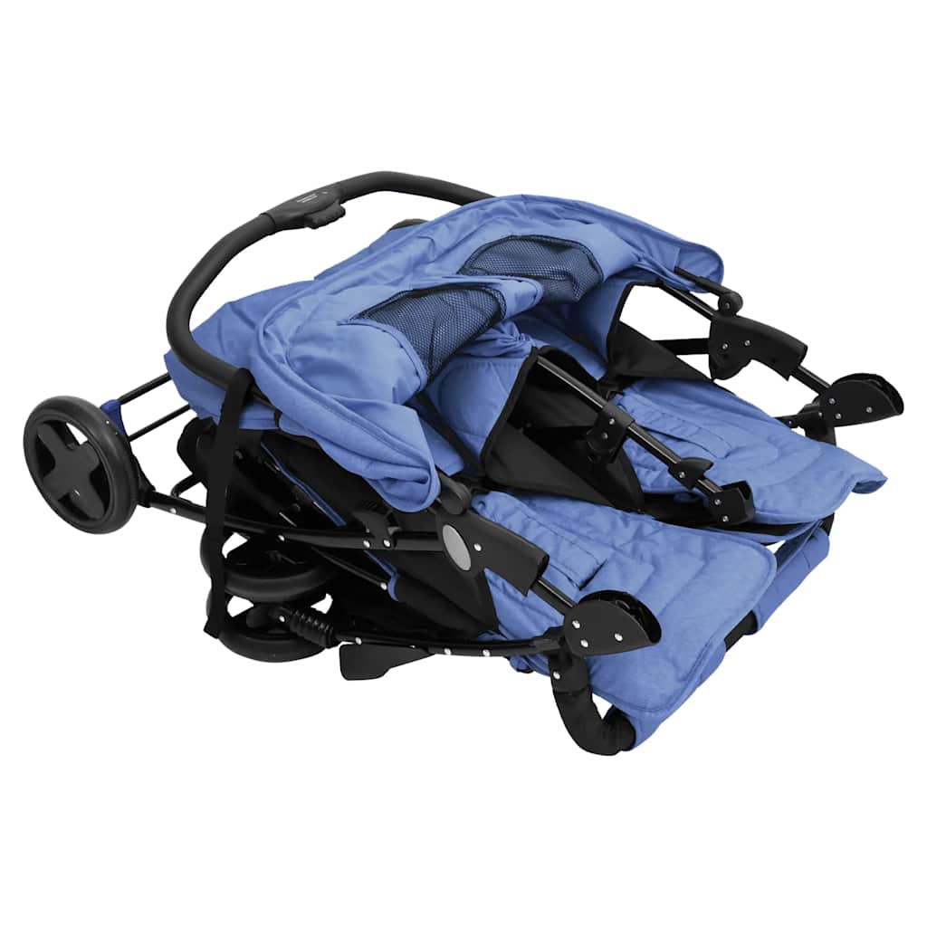 Poussette double bleu marine acier