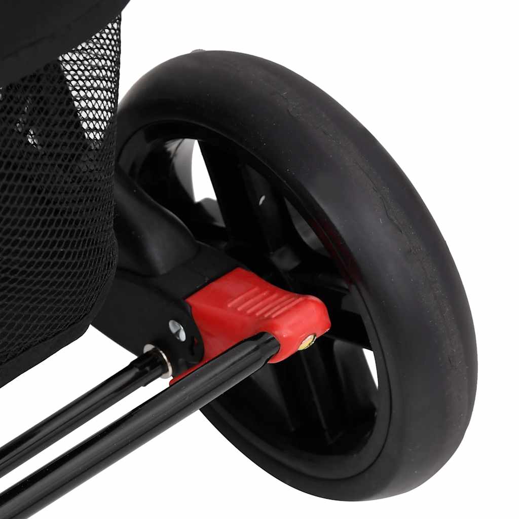 Poussette double rouge acier