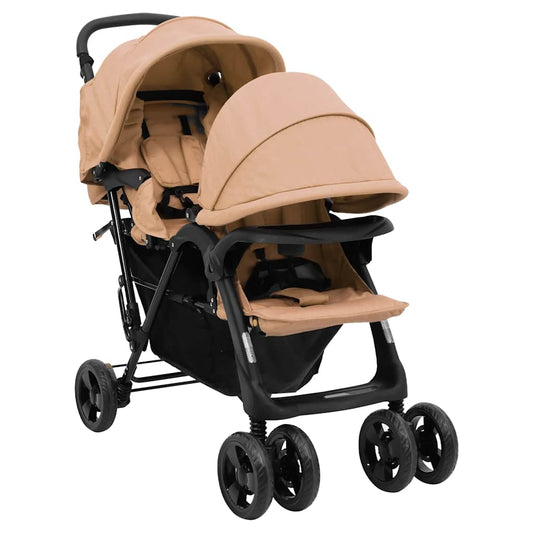 Tandem Twin Stroller Taupe Steel