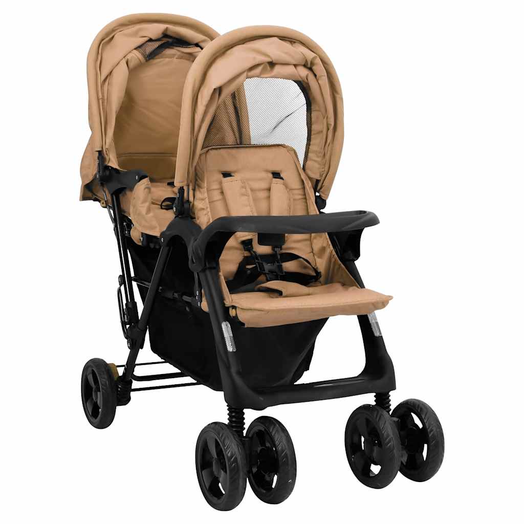 Tandem Twin Stroller Taupe Steel