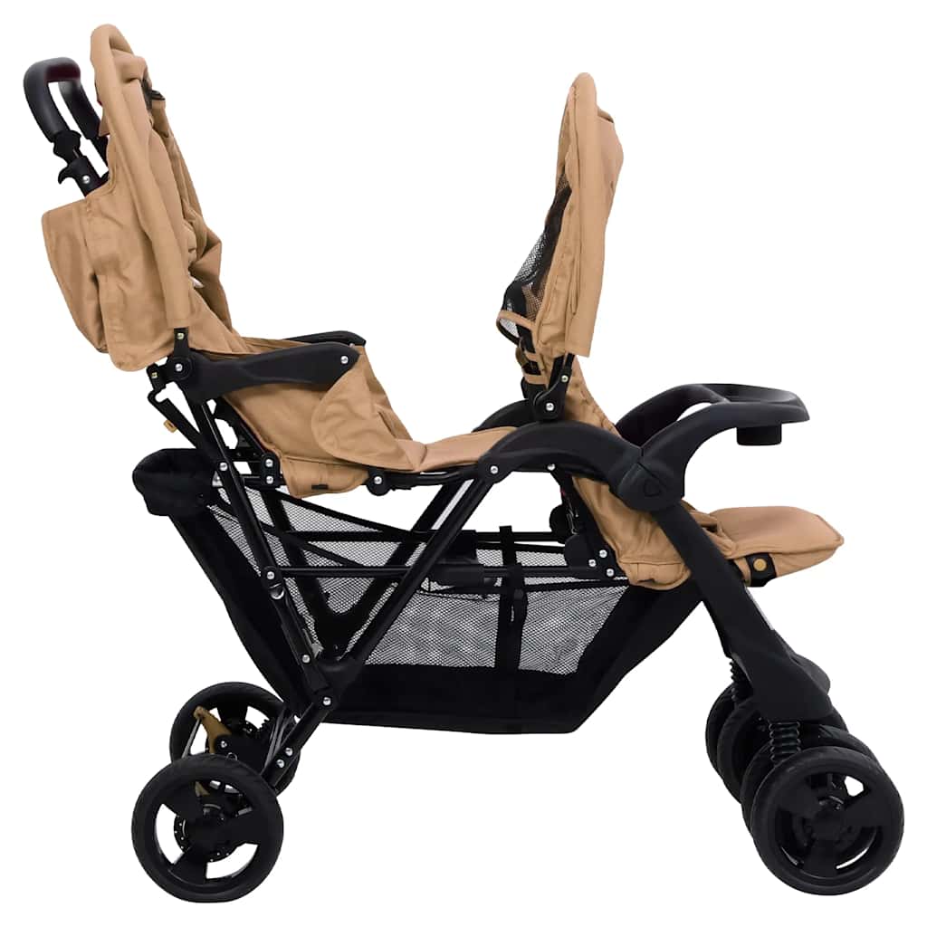 Tandem Twin Stroller Taupe Steel