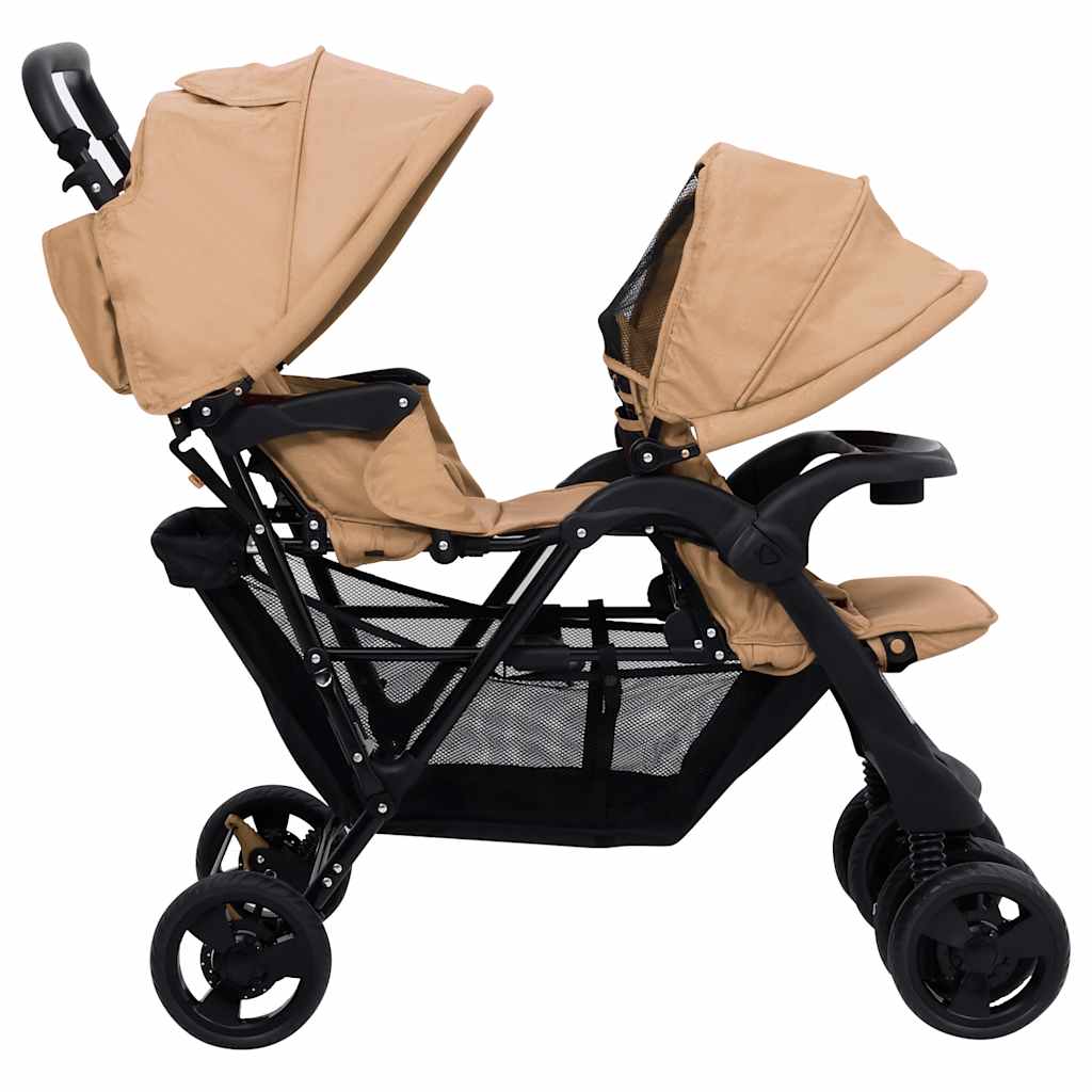 Tandem Twin Stroller Taupe Steel