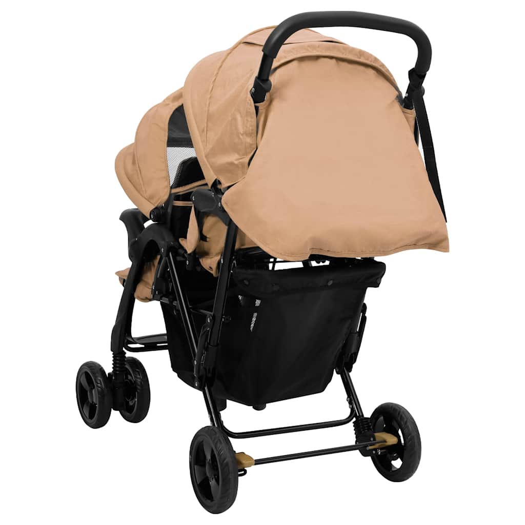 Tandem Twin Stroller Taupe Steel
