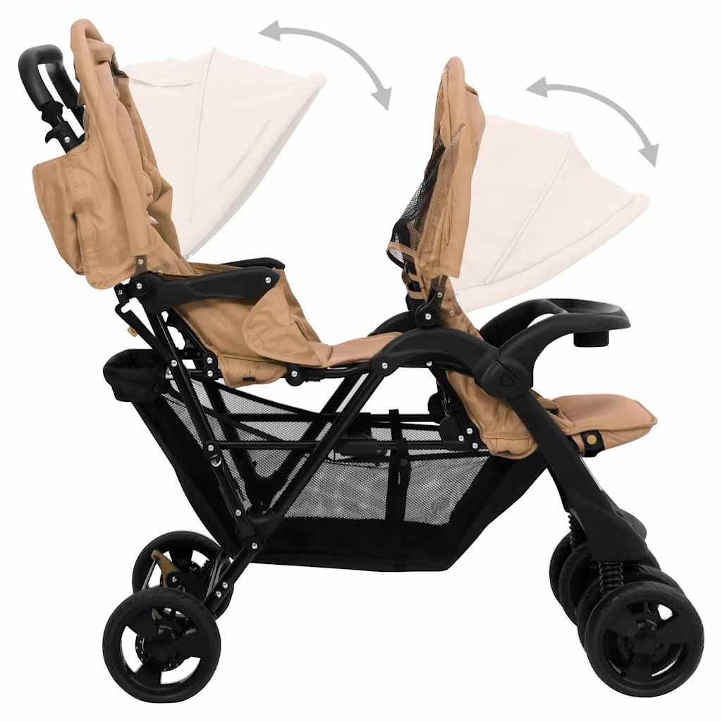 Tandem Twin Stroller Taupe Steel