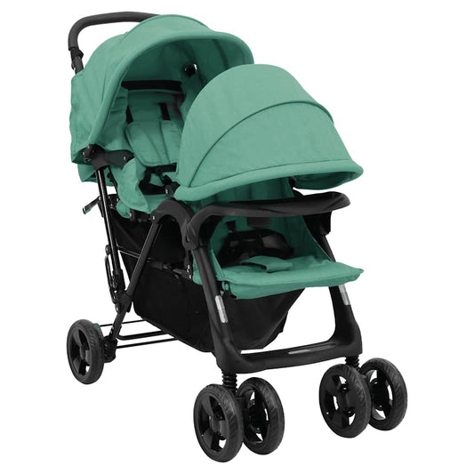 Tandem Twin Stroller Green Steel