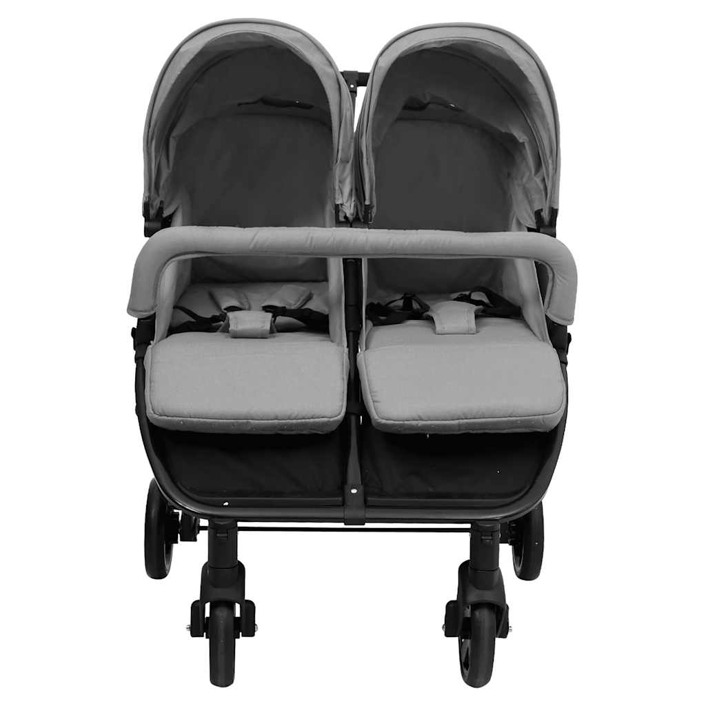 Double Stroller Light Grey and Black Steel