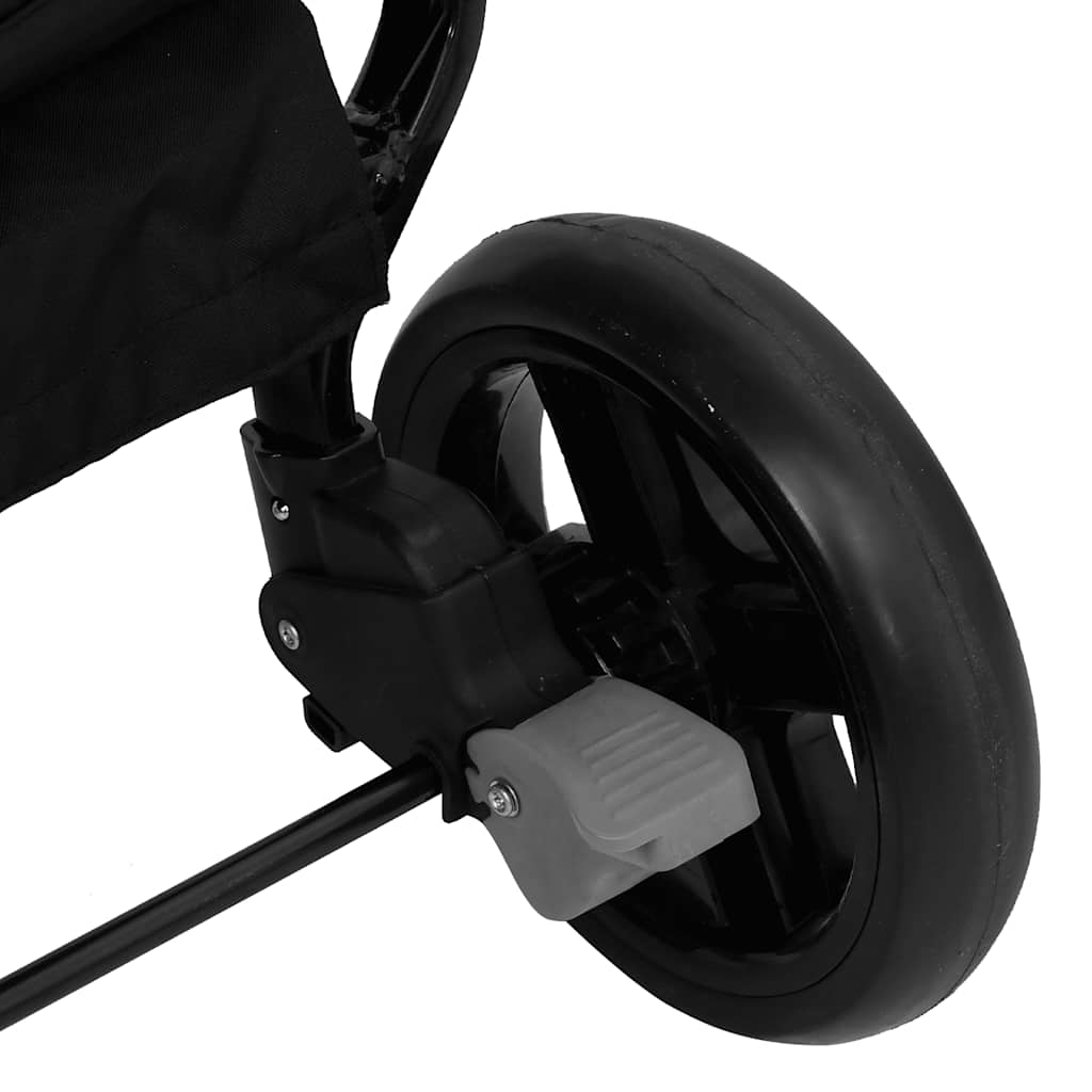 Double Stroller Light Grey and Black Steel