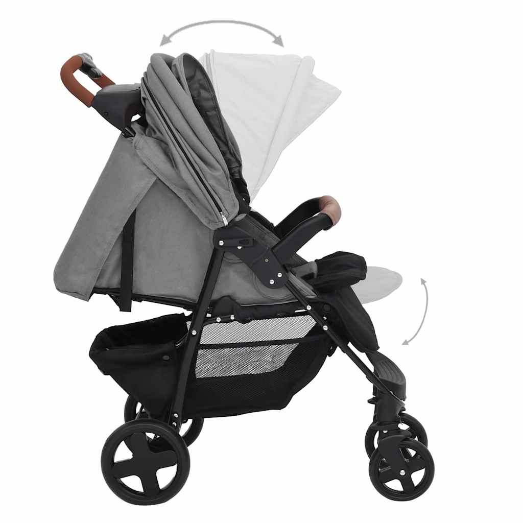 2-in-1 Stroller Light Grey Steel