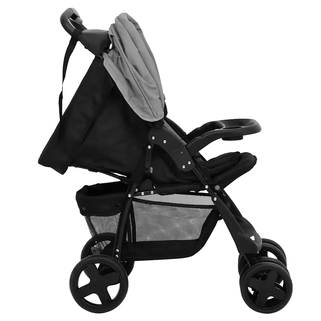 Poussette 2-en-1 Gris clair et Noir Acier