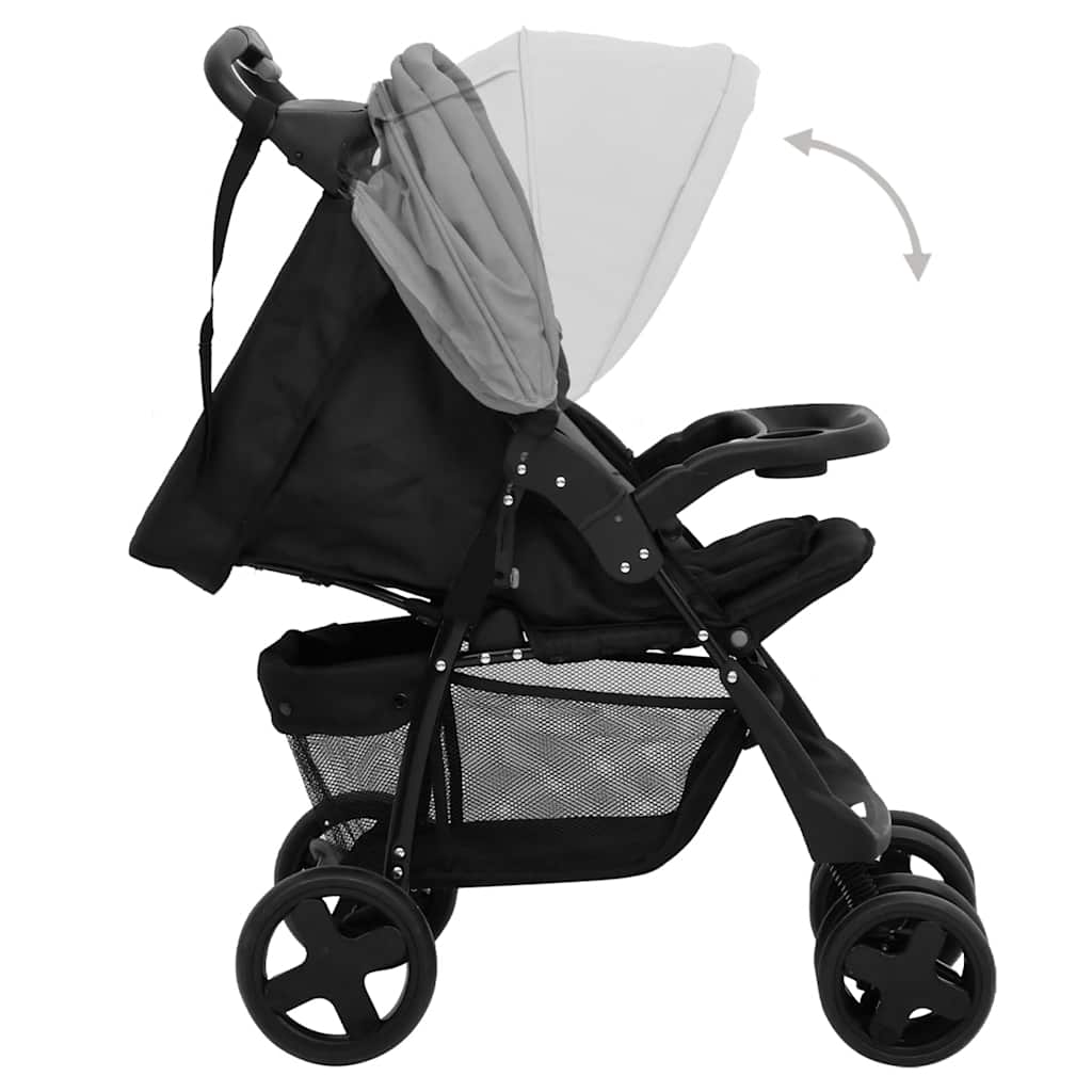 Poussette 2-en-1 Gris clair et Noir Acier