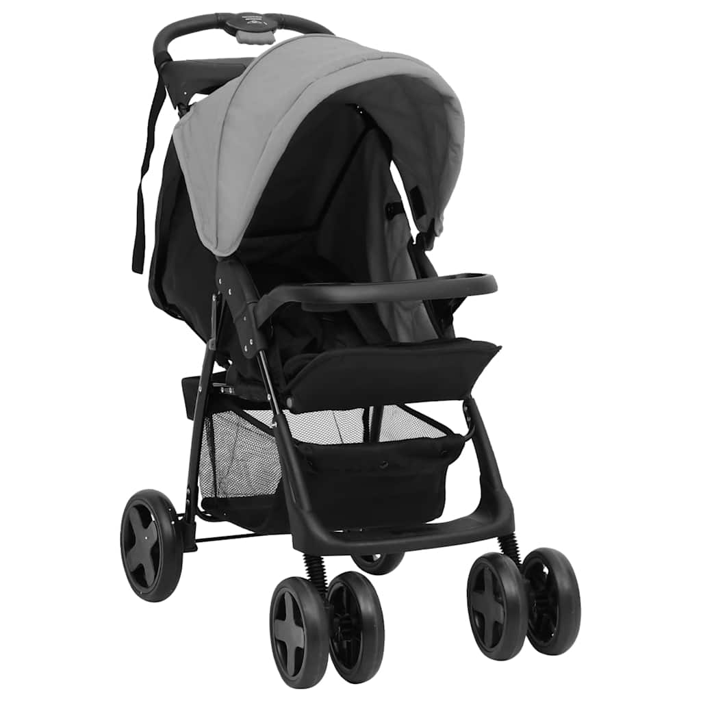 3-in-1 Stroller Light Grey and Black Steel