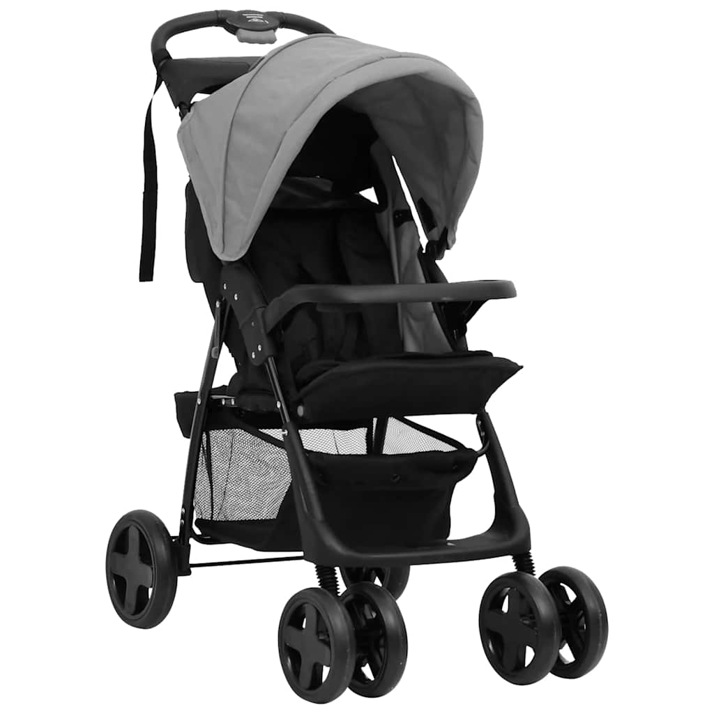 3-in-1 Stroller Light Grey and Black Steel