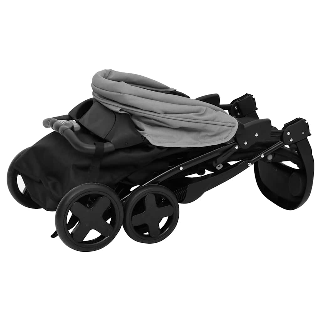 3-in-1 Stroller Light Grey and Black Steel