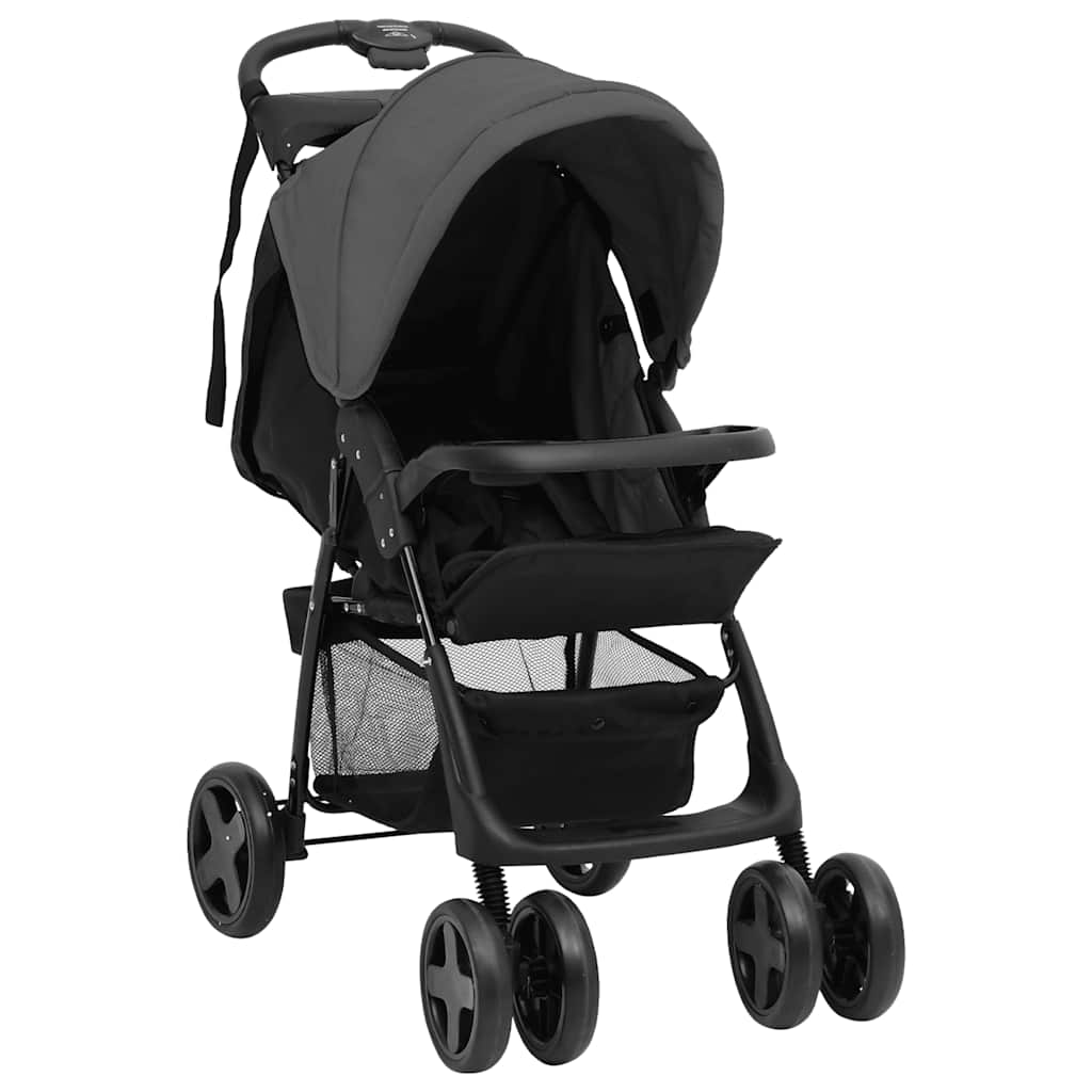 3-in-1 Stroller Dark Grey and Black Steel