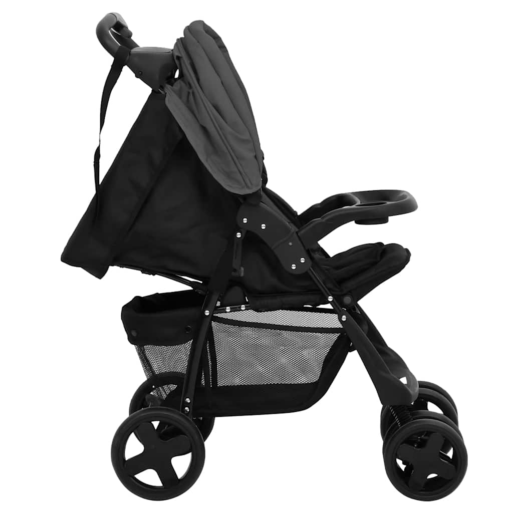 3-in-1 Stroller Dark Grey and Black Steel