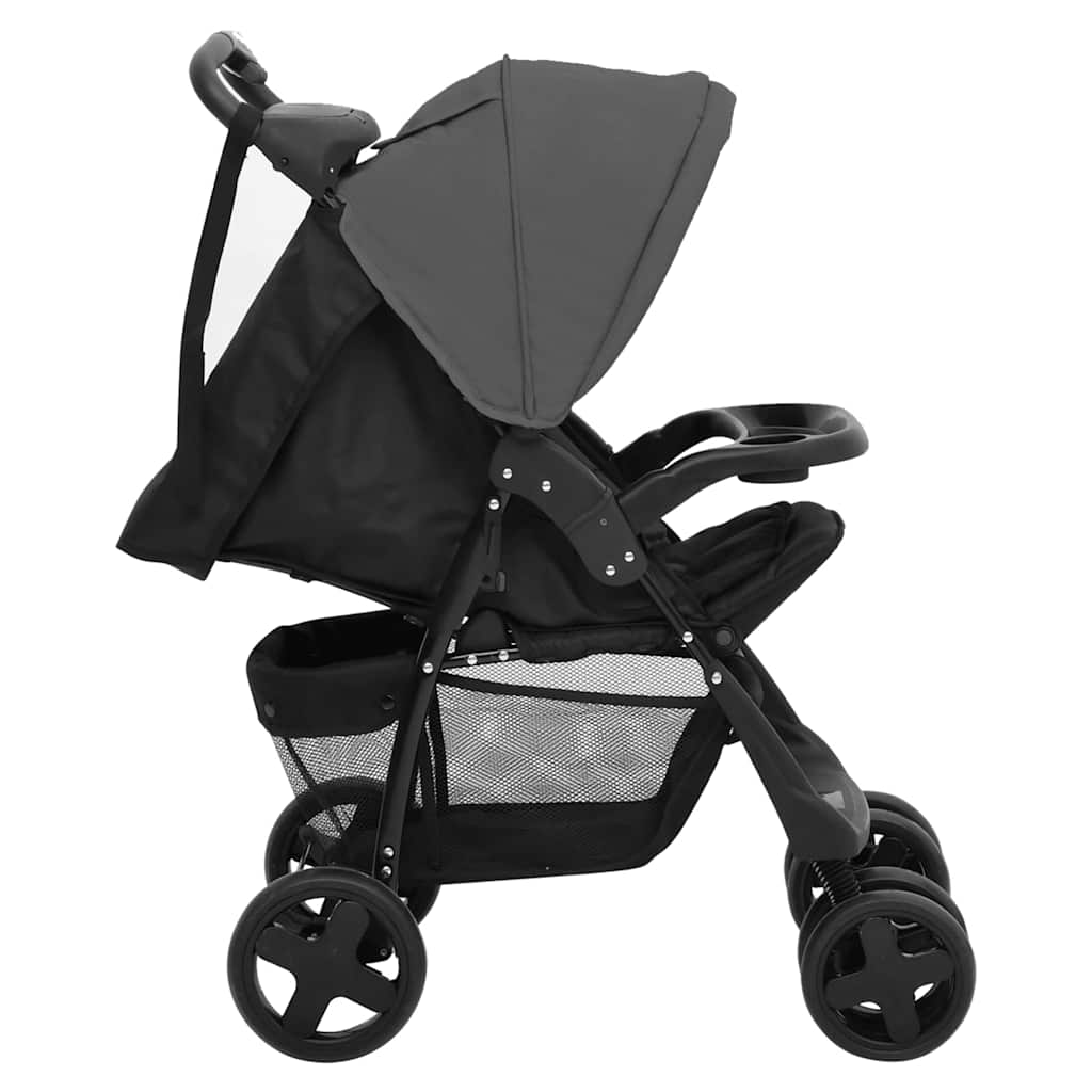 3-in-1 Stroller Dark Grey and Black Steel