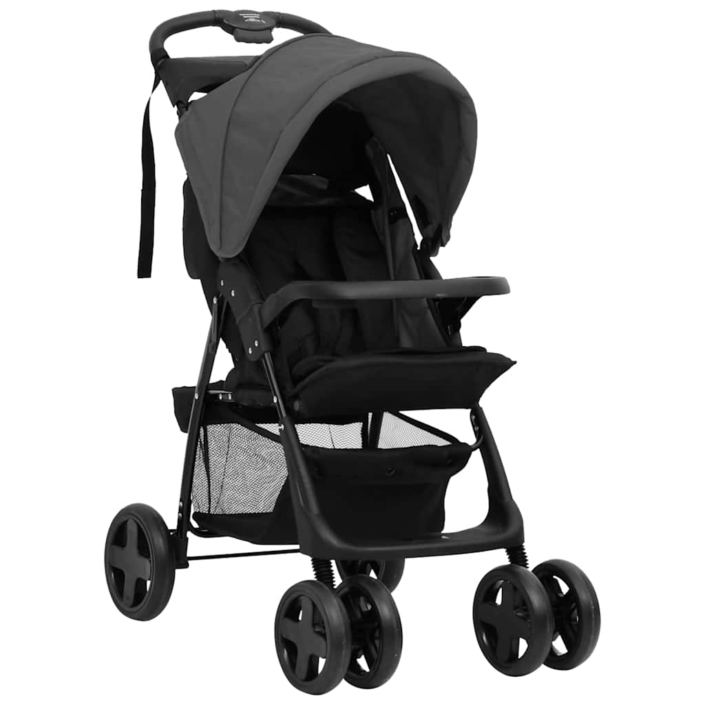 3-in-1 Stroller Dark Grey and Black Steel