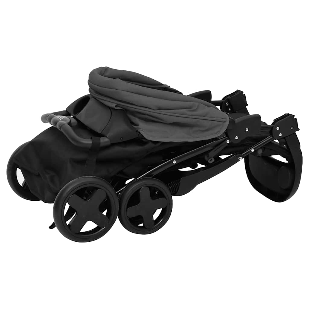 3-in-1 Stroller Dark Grey and Black Steel