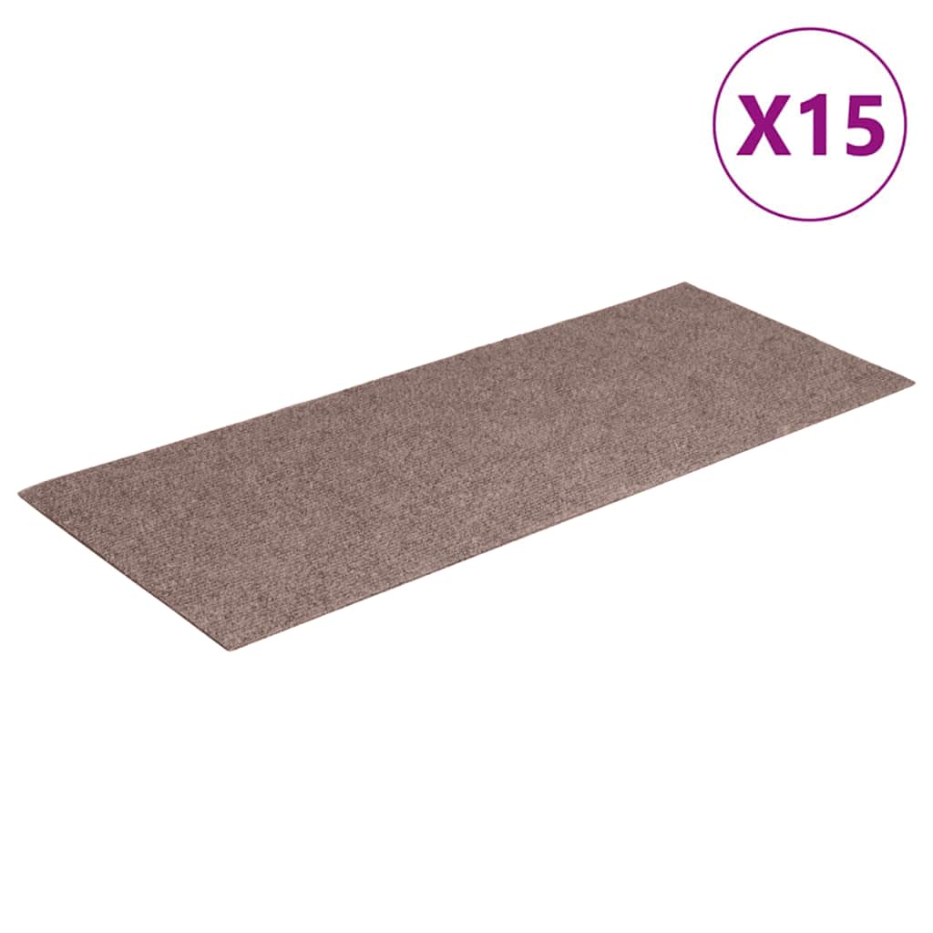 Tapis de marche auto-adhésifs 15 pces 60x25 cm Brun clair Rectangulaire