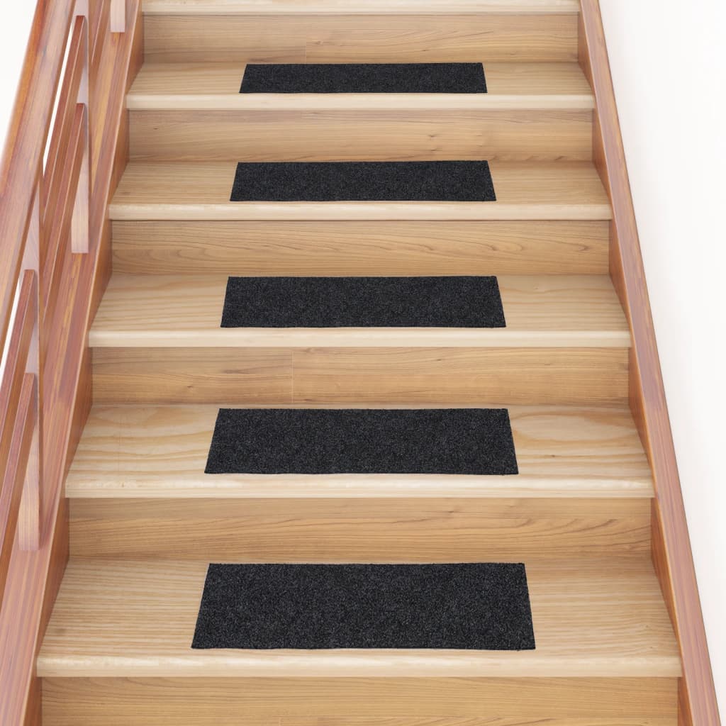 Marches d'escalier auto-adhésives, 15 pcs, 60x25 cm, gris, rectangulaires