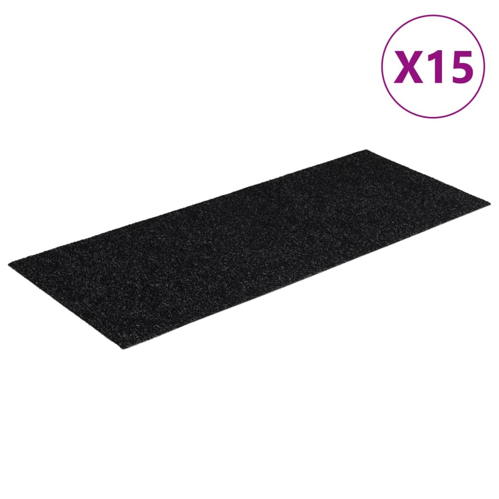 Stufenmatten Selbstklebend 15 Stk. 60x25 cm Schwarz Rechteckig