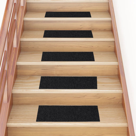 Self-adhesive Stair Mats 15 pcs. 60x25 cm Black Rectangular