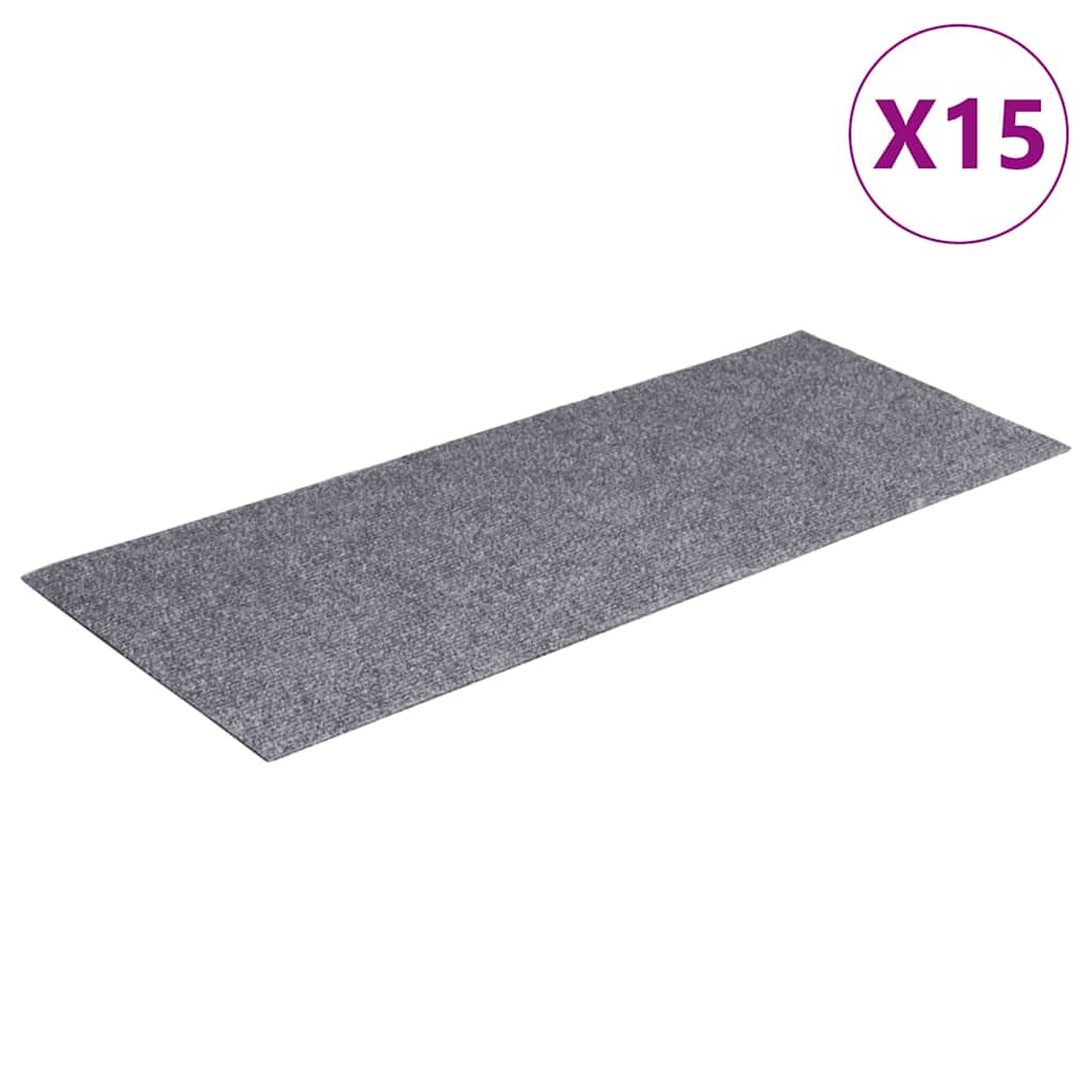 Stair Treads Self-Adhesive 15 Pcs. 60x25 cm Light Grey Rectangular