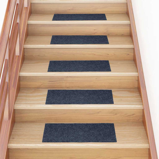 Stair Mats Self-Adhesive 15 Pcs. 60x25 cm Grey Blue Rectangular