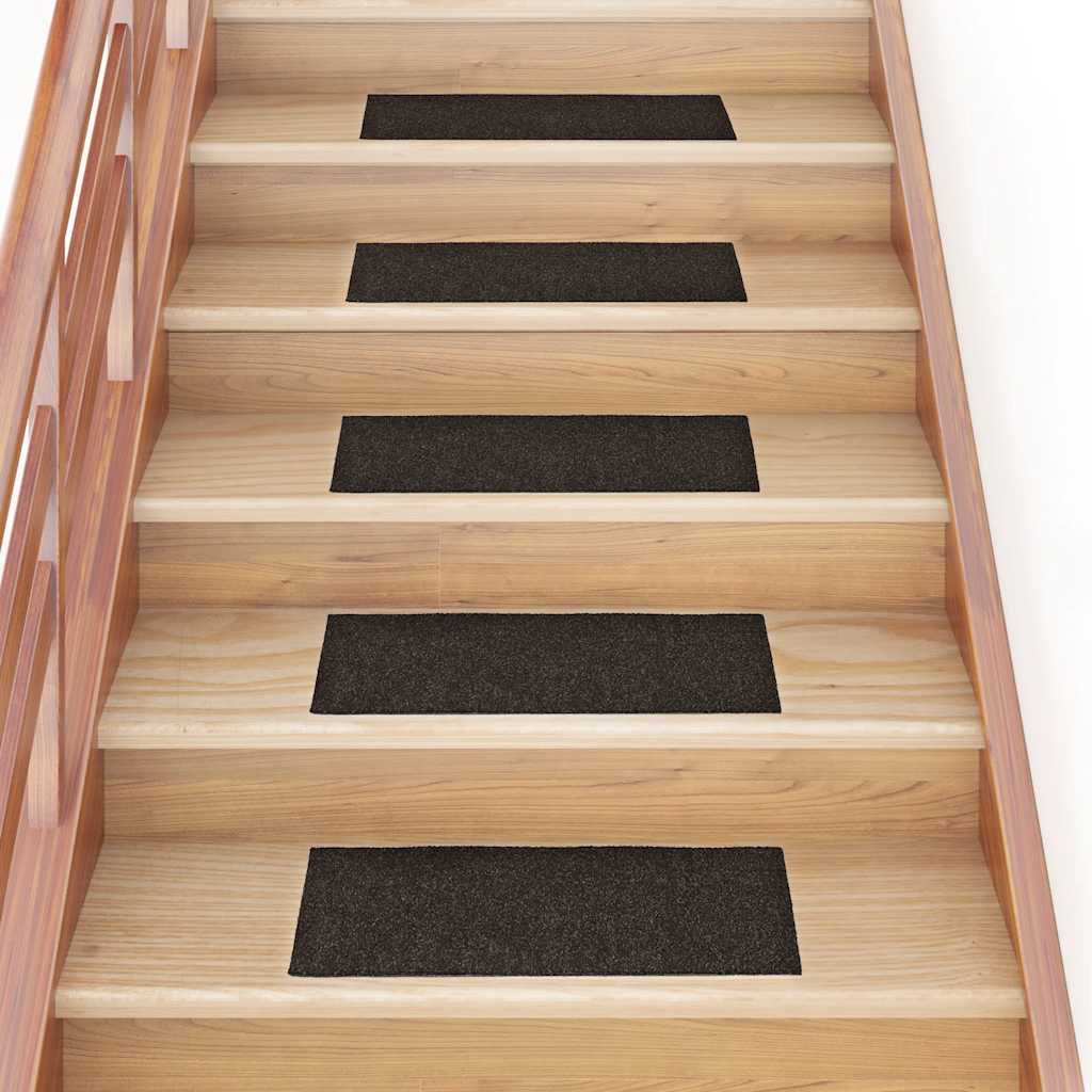 Marches d'escalier autocollantes 15 pièces 60x25 cm Marron foncé Rectangulaires