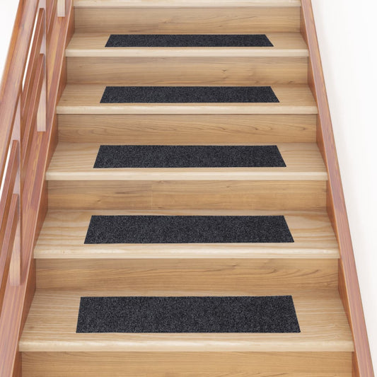 Stair Treads Self-Adhesive 15 Pcs. 76x20 cm Grey Rectangular
