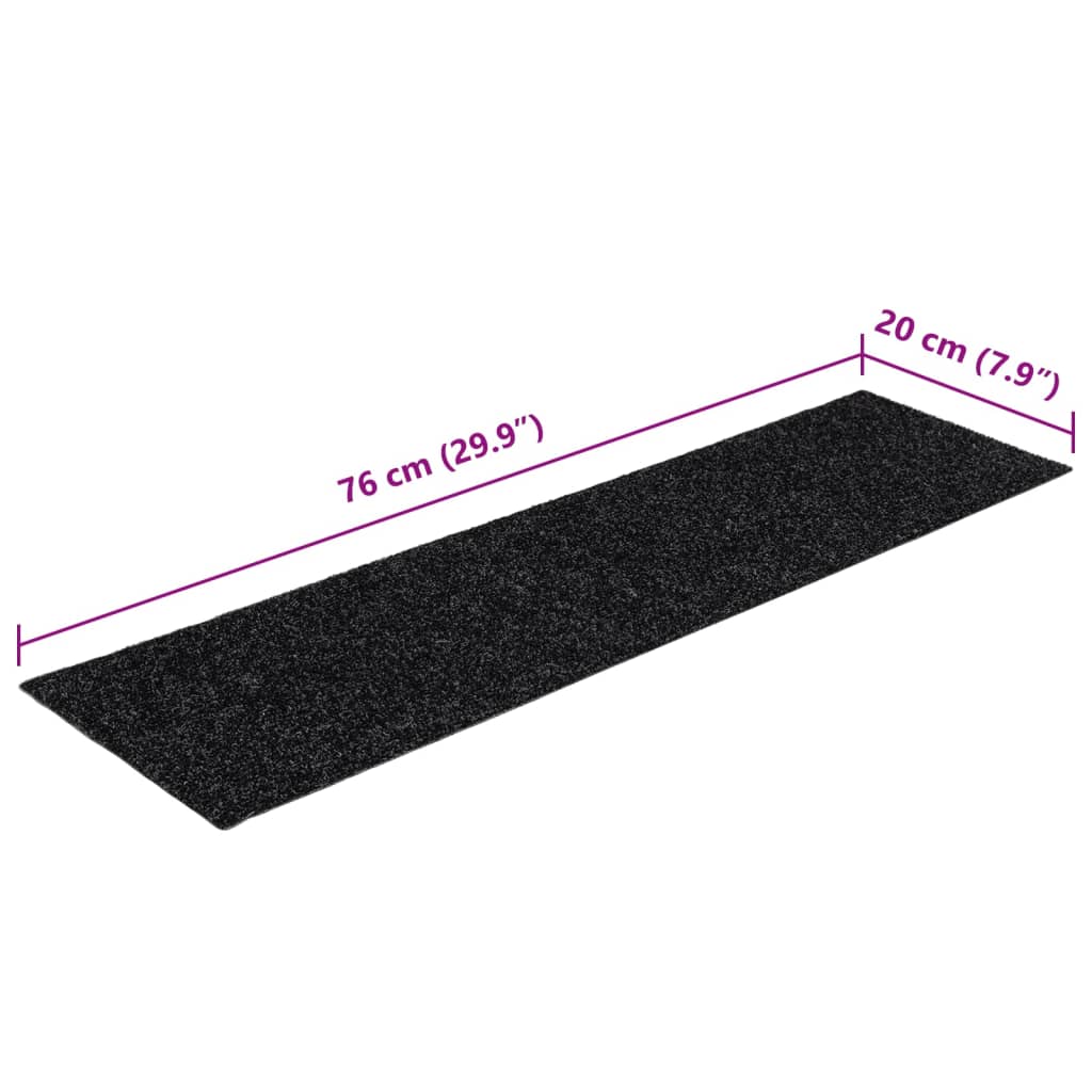 Stufenmatten Selbstklebend 15 Stk. 76x20 cm Schwarz Rechteckig