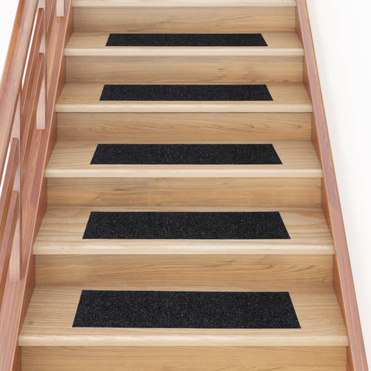 Stair Treads Self-Adhesive 15 Pcs. 76x20 cm Black Rectangular
