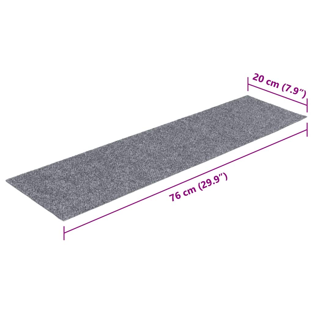 Stufenmatten Selbstklebend 15 Stk. 76x20 cm Hellgrau Rechteckig
