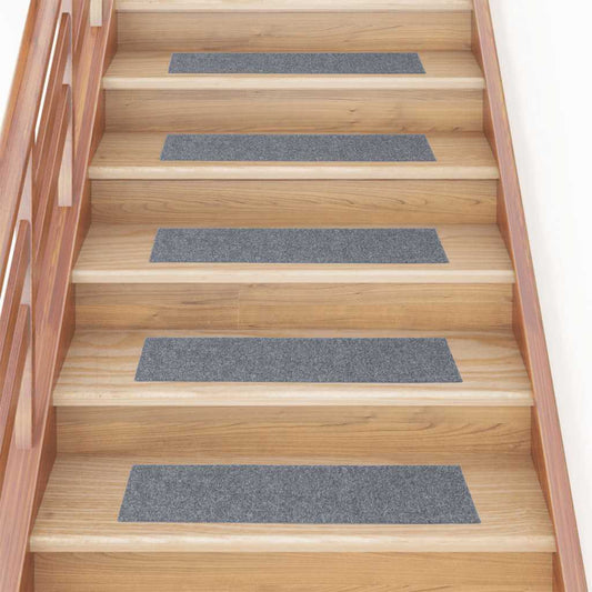 Stair Treads Self-Adhesive 15 pcs. 76x20 cm Light Grey Rectangular