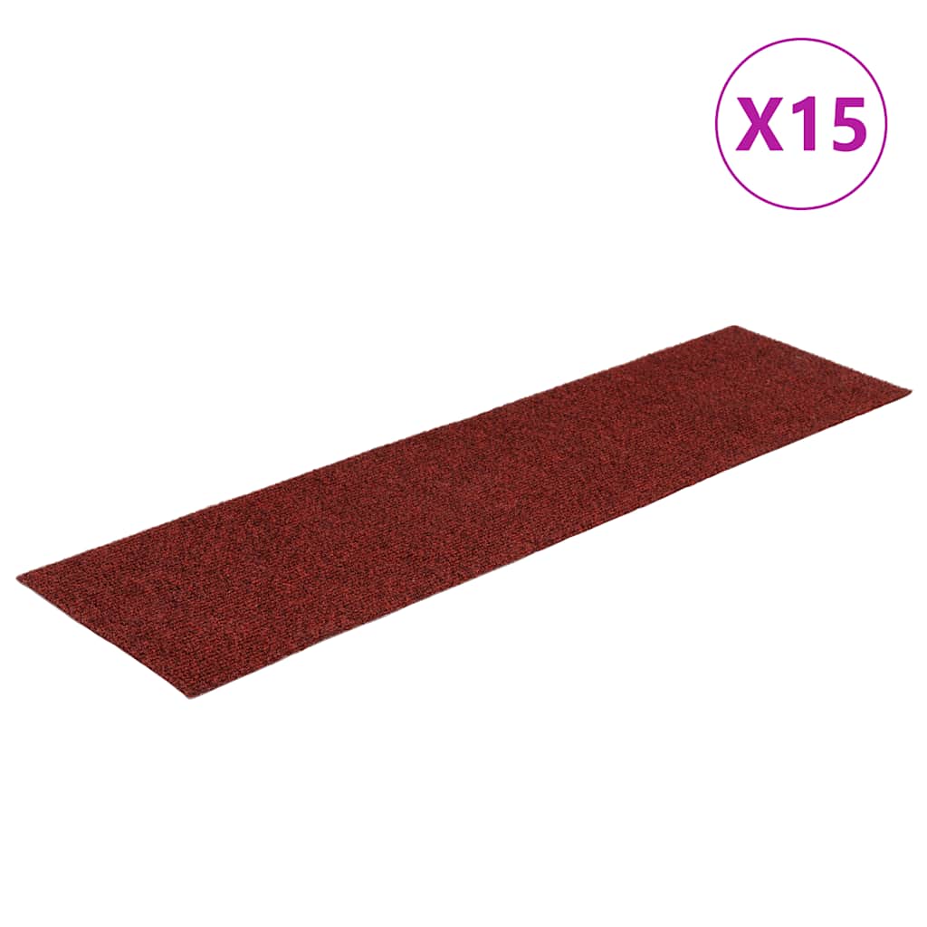 Stufenmatten Selbstklebend 15 Stk. 76x20 cm Bordeauxrot Rechteckig