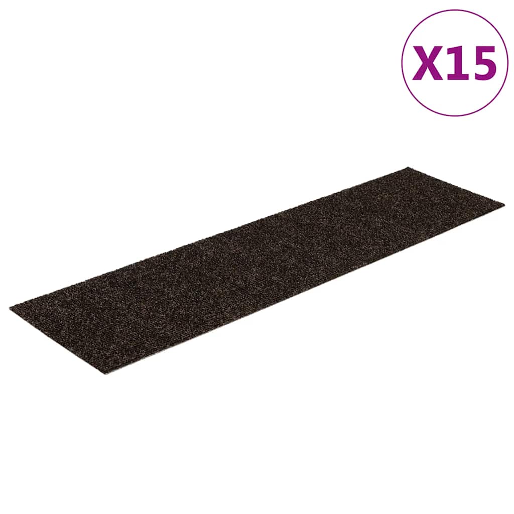 Stair Treads Self-Adhesive 15 Pcs. 76x20 cm Dark Brown Rectangular