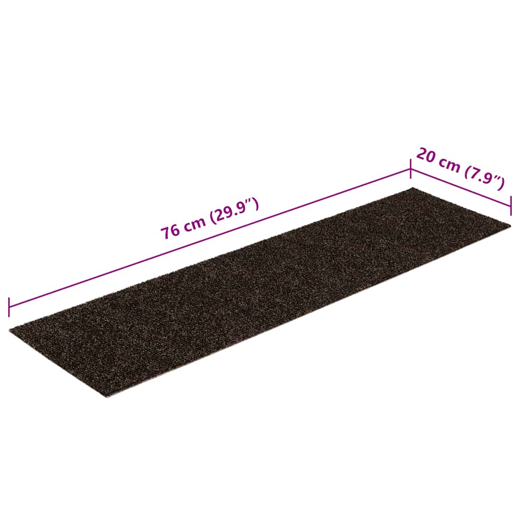 Stair Treads Self-Adhesive 15 Pcs. 76x20 cm Dark Brown Rectangular