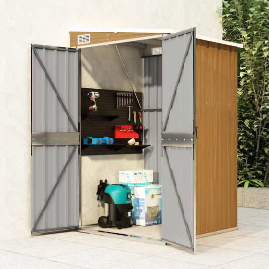 Anbauschuppen Braun 118x100x178 cm Verzinkter Stahl