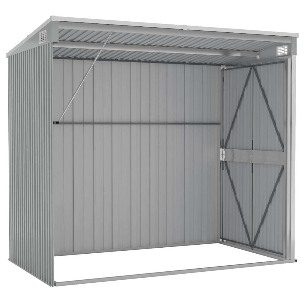 Anbauschuppen Grau 118x194x178 cm Verzinkter Stahl