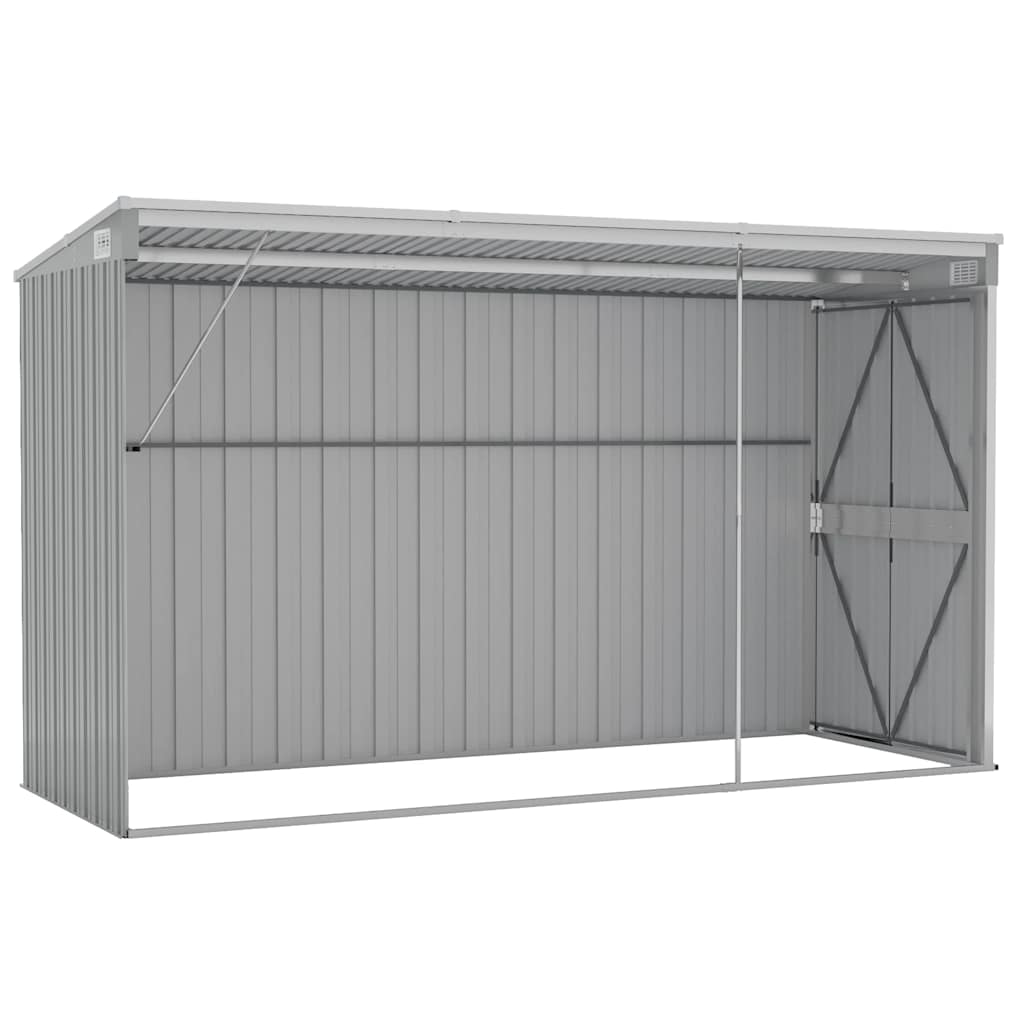 Anbauschuppen Grau 118x288x178 cm Verzinkter Stahl